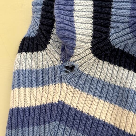 Vintage Baileys Point Striped Lace Up Short Sleeve Knit Crop Top Blue Size Large - Picture 4 of 4